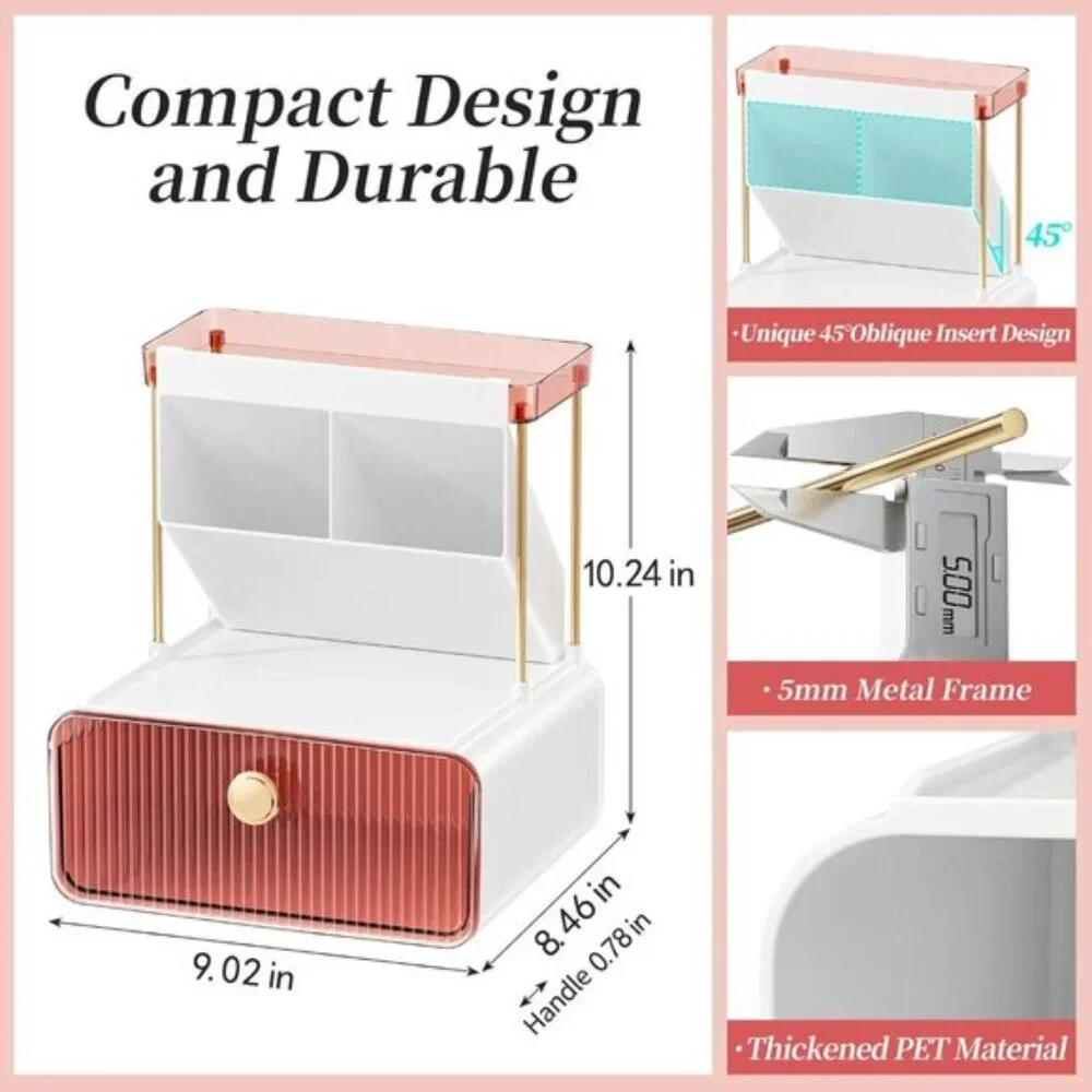 New 2-Tier Makeup Organizer Countertop in Blush for Vanity & Bathroom Storage